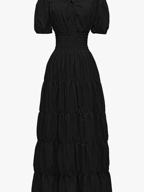 Black Smocked Dress and adjustable corset- perfect for the renaissance fair